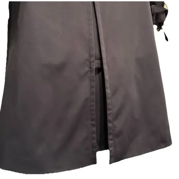 Cole Haan Double Breasted Trench Coat Women's Size 4 Black Satin Lined Classic - Picture 11 of 16